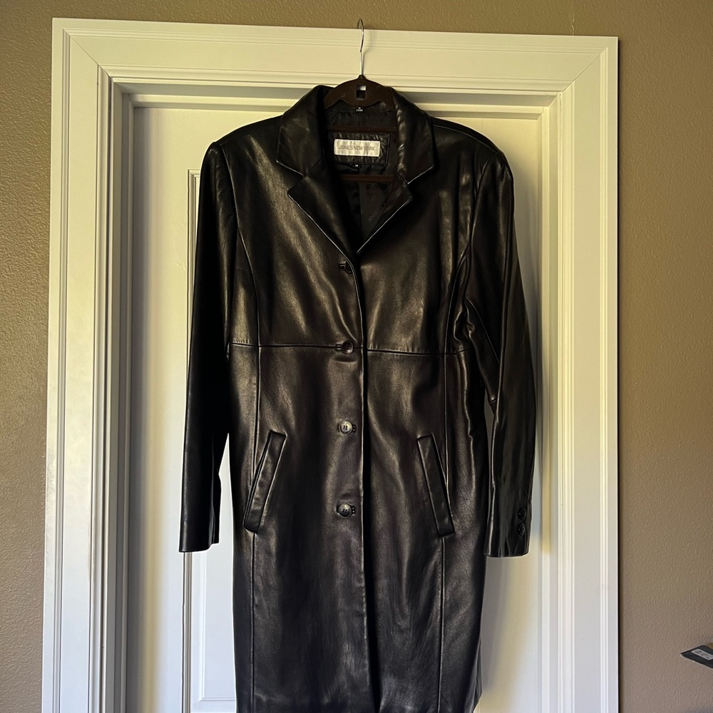 Black leather trench coat. Butter soft leather with pockets! Like new!